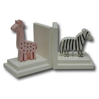 Pink Giraffe/Zebra Bookends with White Base   Kids Bookends