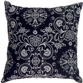 Pillow Decor   Delicate Floral on Black Small 12" x 12" Decorative Throw Pillow  
