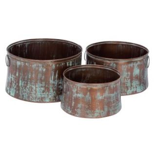 Aged Copper Metal Planters   Set of 3   Planters