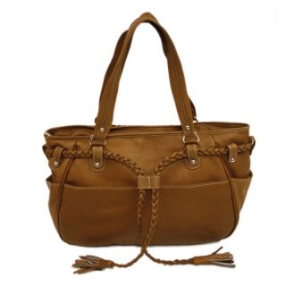 Piel Leather Braided Belt Shoulder Bag   Saddle   Handbags