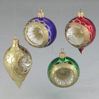 60 115mm Multicolor Glass Reflector Ornaments 12pc,   Christmas Ball Ornaments