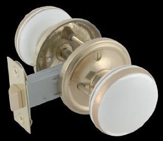 Door Knob Privacy Sets White w/ Gold Porcelain, Door Knob Privacy Set 2 3/4 in. Backset  50044   Entry Doorknobs