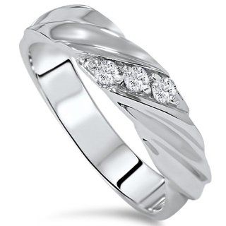Three Stone Diamond 14K White Gold Wedding Ring Jewelry