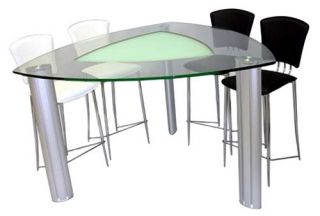 Chintaly Tracy Triangle Glass Top Dining Table   Dining Tables