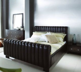 Baxton Studio Kent Upholstered Modern Queen Platform Bed, Dark Brown   Bedroom Furniture Sets