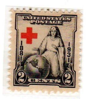 Postage Stamps United States. One Single 2 Cents Black & Red, The Greatest Mother, Red Cross Issue Stamp Dated 1931, Scott #702. 