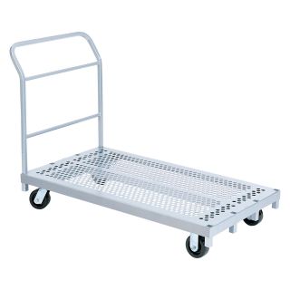 Raymond Products Heavy Duty Platform Truck with 2 Fixed and 2 Swivel 5 in. Phenolic Casters 1 Push Handle   Carts