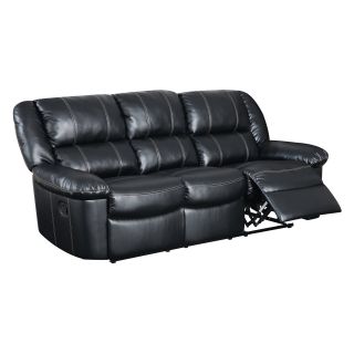 Global Furniture U9966 Leather Reclining Sofa   Black   Sofas