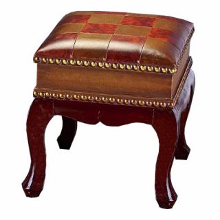 Alexander Checkered Faux Leather Foot Stool   Ottomans