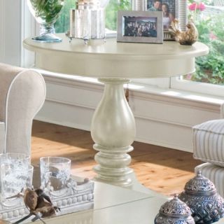 Paula Deen Home Round Wood Pedestal Side Table   Linen   End Tables