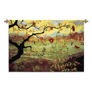 Apple Tree with Red Fruit Wall Tapestry   53W x 38H in.   Wall Tapestries and Scrolls