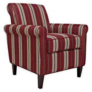 angeloHOME Harlow Chair Modern Classic Stripe Crimson Red   Upholstered Club Chairs
