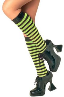 Knee High Striped Halloween Witch Stockings   Green/Black Knee Highs Hosiery Clothing