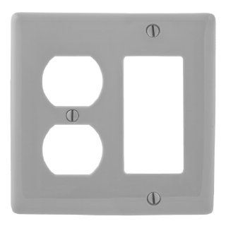 Bryant Electric NP826GY 2 Gang 1 Duplex 1 Decorator/GFCI Wall Plate, Gray   Outlet Plates  