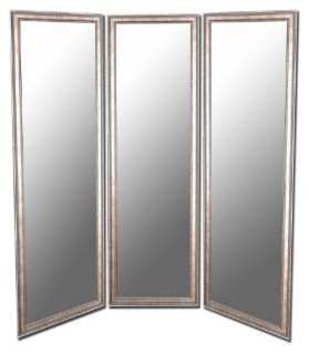 Soft Gold and Silver Full Length Free Standing Tri Fold Mirror   66W x 70H in.   Floor Mirrors
