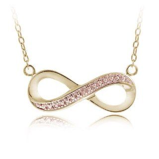 Gold Tone over Sterling Silver Champagne Diamond Accent Two Tone Infinity Necklace Jewelry