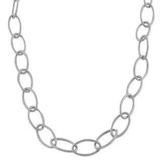 14 Karat White Gold Oval Link Chain Necklace (8.8 mm thick, 17 inch) Jewelry