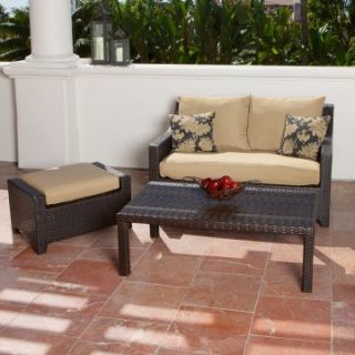 RST Outdoor Delano Loveseat and Ottoman with Coffee Table   Conversation Patio Sets