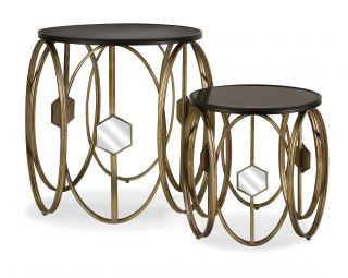Hexicomb Round Accent Tables   Set of 2   End Tables