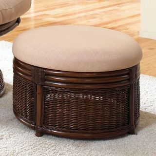 Hospitality Rattan Legacy Rattan & Wicker Ottoman with Cushion   Antique   Indoor Wicker Furniture