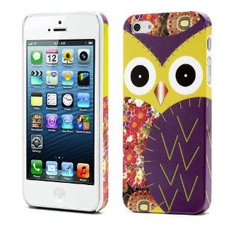 JUJEO Owl Flower Glossy Plastic Hard Shell for iPhone 5   Non Retail Packaging   Purple Cell Phones & Accessories