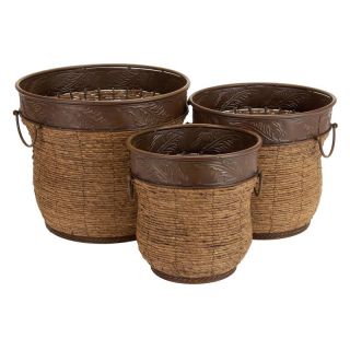 Aspire Home Accents 16H in. Wicker & Metal Planters   Set of 3   Planters