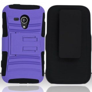 Black Purple Hard Soft Gel Dual Layer Holster Cover Case for Samsung Galaxy Rush SPH M830 Cell Phones & Accessories