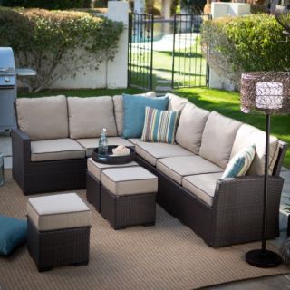 Belham Living Monticello All Weather Wicker Sofa Sectional Set   Conversation Patio Sets