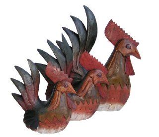Cohasset 807 3 Piece Wooden Chicken Set, Stained   Collectible Figurines