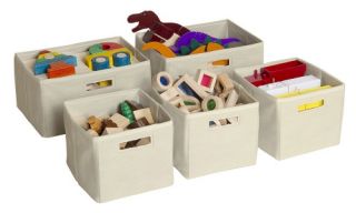 Guidecraft Tan Storage Bins   Set of 5   Kids Bookcases