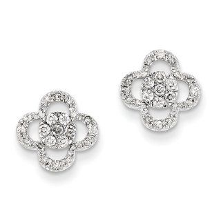 Gold and Watches 14K White Gold & Diamond Flower Post Earrings Jewelry