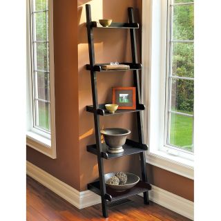 Linea Hadfield 5 Tier Leaning Shelf Wood Bookcase   Bookcases