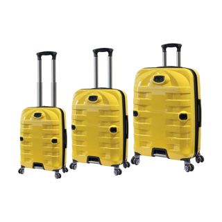 Travelers Club 3 Piece Durable Polycarbonate Luggage Set with 4x4 (8) Wheel System   Yellow/Black   Luggage Sets