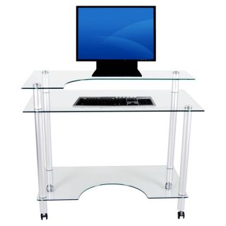 Michael Glass Computer / Writing Desk with Casters   Computer Desks