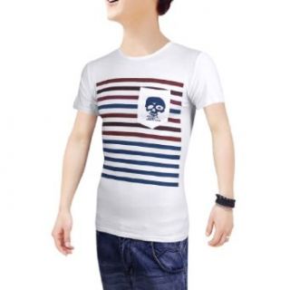 Man Round Neck Striped Short Sleeve Color Contrast Shirt at  Mens Clothing store