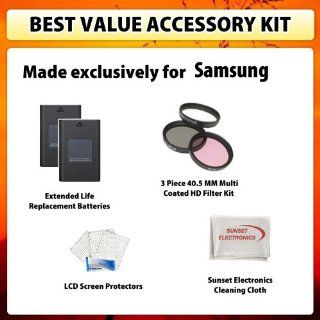 Best Value Accessory Kit For Samsung NX 100 NX100, NX 200 NX200, NX 10 NX10 Digital Camera Includes 2 Pack Of Li Ion Extended Life Replacement Battery Pack for Samsung ED BP1310 BP1310 1500mAh Each, 3000mah Total + 3 Piece 40.5 MM Multi Coated HD Filter K