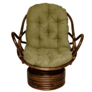 Rattan Coil Base Swivel Rocker with Micro Suede Cushion   Indoor Rocking Chairs