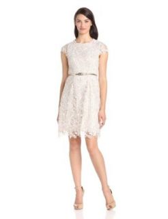 Eliza J Women's Lace Cap Sleeve Dress, Ivory, 10