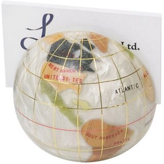 Mother of Pearl 3 in. Gemstone Globe Paperweight Card Holder   Globes
