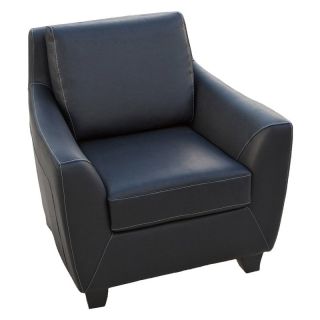 Black Matte Leather Club Chair   Club Chairs