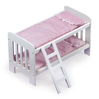 Badger Basket Pink Gingham Princess Doll Bunk Bed with Ladder   Baby Doll Furniture