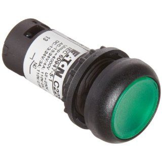 Eaton C22S DRL G K10 24 Pushbutton Switch, Illuminated, Flush Mounted, Maintained Operation, Green LED Color, Black Bezel Color, SPST NO Contacts, 24VAC/VDC Voltage Electronic Component Pushbutton Switches