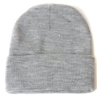 Blank Long Cuff Beanie   Heather Grey at  Mens Clothing store