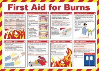 First Aid For Burns Poster 840 x 590mm. Health & Personal Care