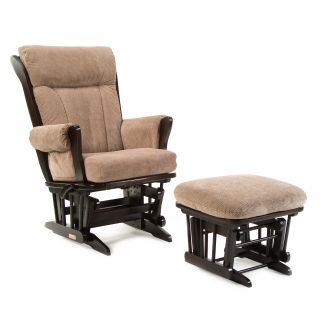Dutailier Multiposition & Reclining Wood Glider with Optional Ottoman   Espresso/Brown   Nursery Gliders & Rockers