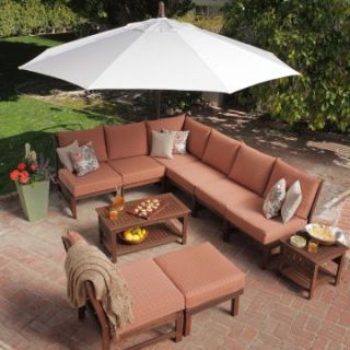 Coral Coast Cabos Collection Wood Sectional Set   Seats up to 9   Conversation Patio Sets