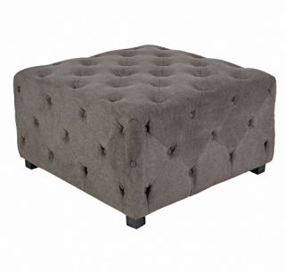 angeloHOME Duncan Parisian Large Tufted Cube   Smoky Gray   Ottomans