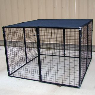 Options Plus Modular Heavy Duty Powder Coated Kennel with Shade Cover   6L x 6W x 4H ft.   Dog Kennels