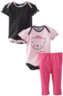 Bon Bebe Baby Girls Newborn Fabulous Puppy 3 Piece Pant Set, Pink/Black, 0 3 Months Infant And Toddler Pants Clothing Sets Clothing