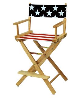 American Flag 24 inch Counter Height Directors Chair   Natural   Tall Directors Chairs
